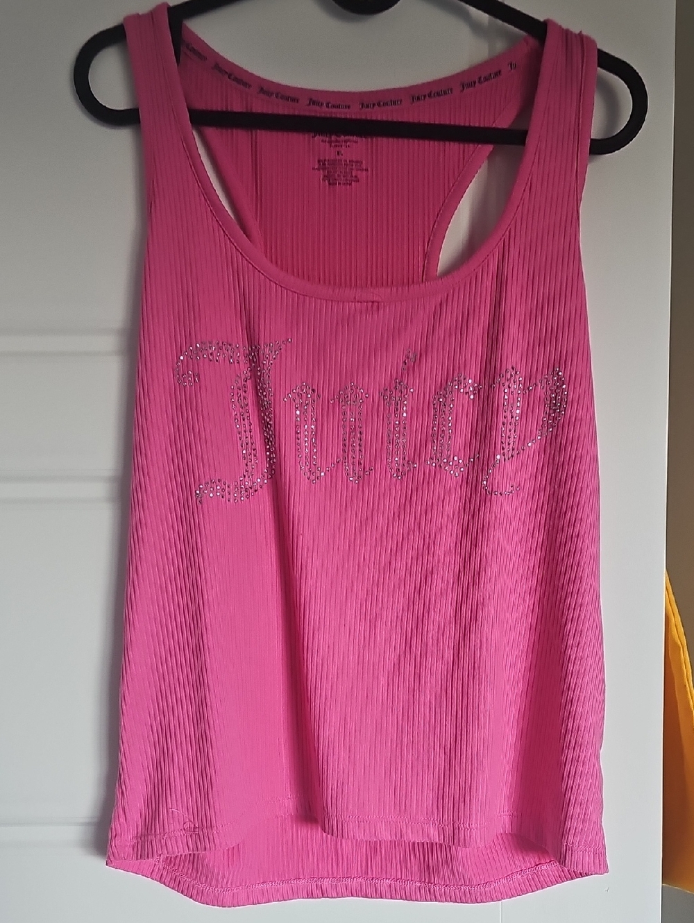 Juicy Couture Hot Pink Rhinestone Logo Ribbed Tank